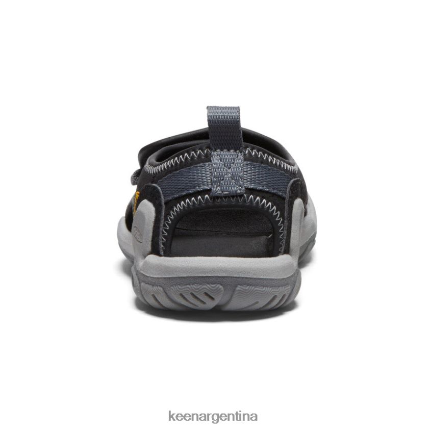 negro/gris acero calzado KEEN Knotch River con puntera abierta T0822B930 pequeños niños